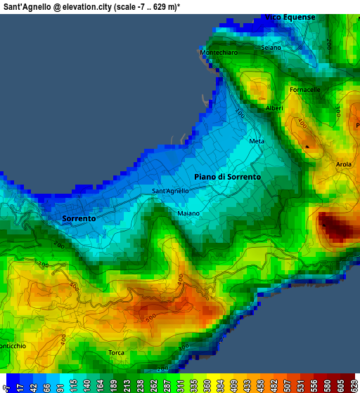 Sant'Agnello elevation map