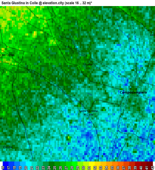 Santa Giustina in Colle elevation map