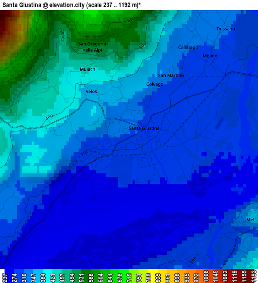 Santa Giustina elevation map