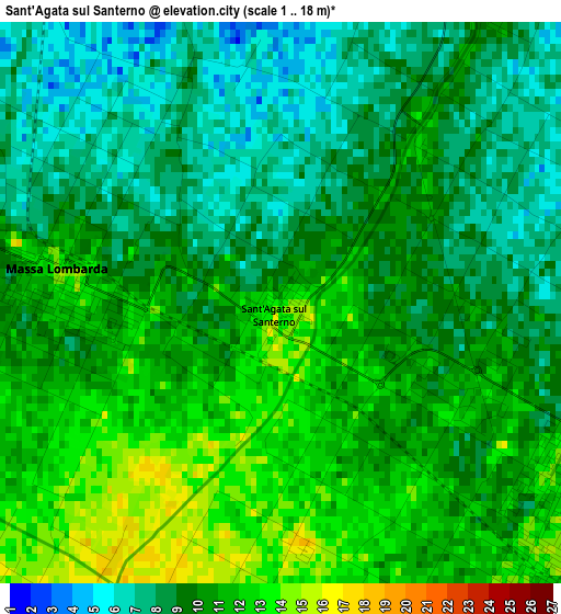Sant'Agata sul Santerno elevation map
