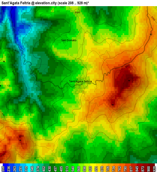 Sant'Agata Feltria elevation map