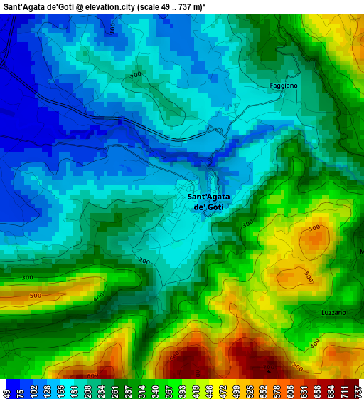 Sant'Agata de'Goti elevation map