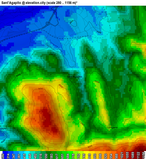 Sant'Agapito elevation map