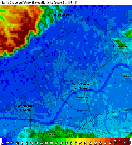 Santa Croce sull'Arno elevation map