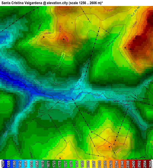 Santa Cristina Valgardena elevation map