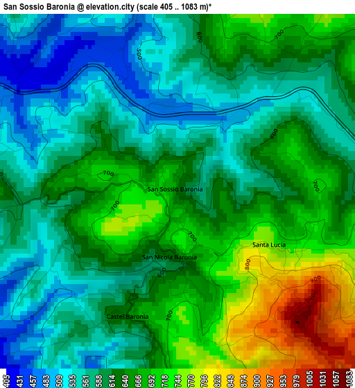 San Sossio Baronia elevation map