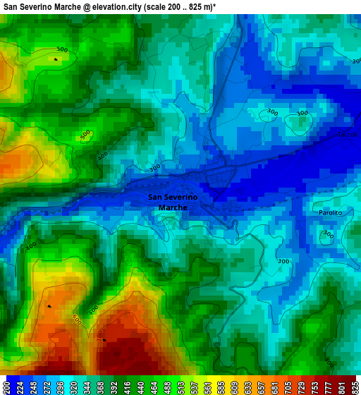 San Severino Marche elevation map