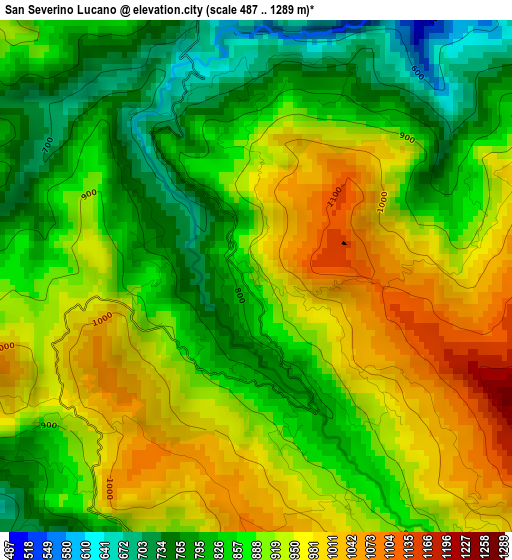 San Severino Lucano elevation map