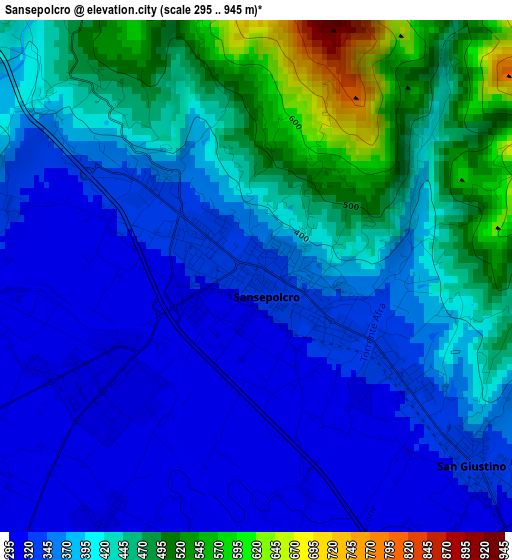 Sansepolcro elevation map