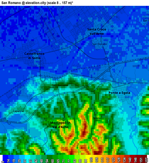 San Romano elevation map