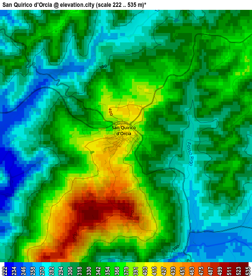 San Quirico d'Orcia elevation map