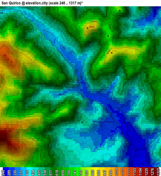 San Quirico elevation map