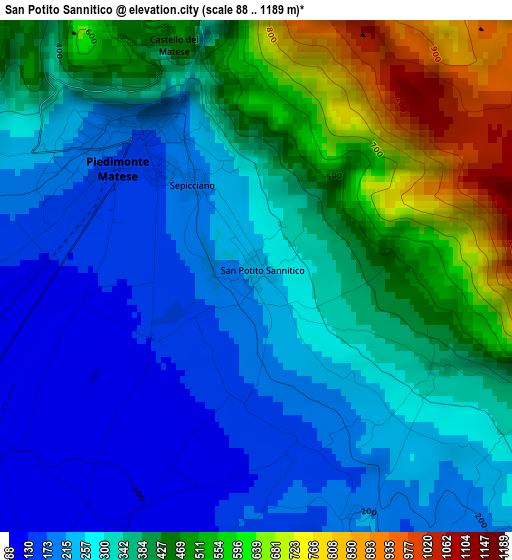 San Potito Sannitico elevation map