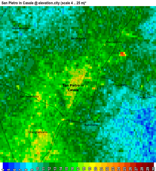 San Pietro in Casale elevation map