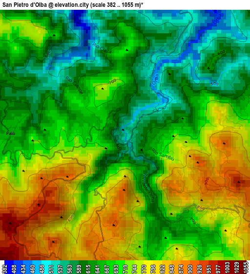 San Pietro d'Olba elevation map