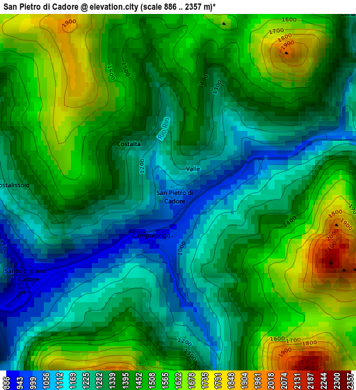 San Pietro di Cadore elevation map