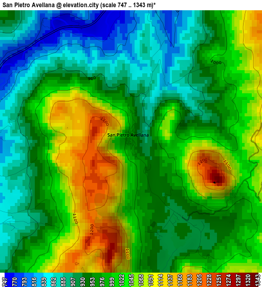 San Pietro Avellana elevation map