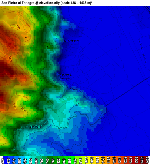 San Pietro al Tanagro elevation map