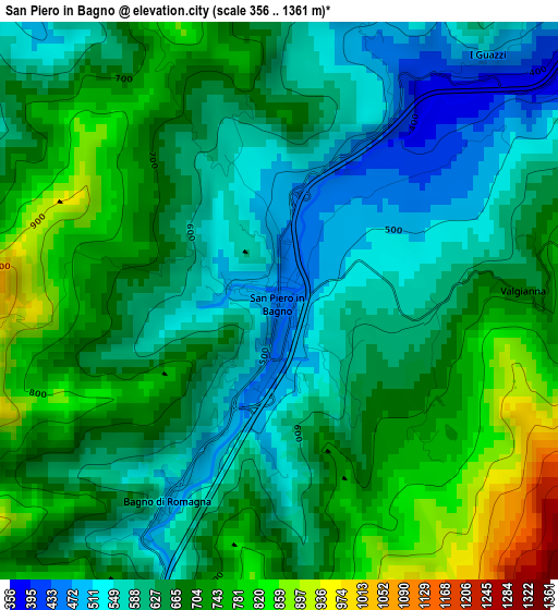 San Piero in Bagno elevation map