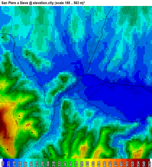 San Piero a Sieve elevation map