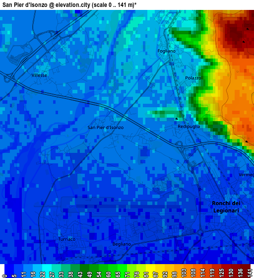 San Pier d'Isonzo elevation map
