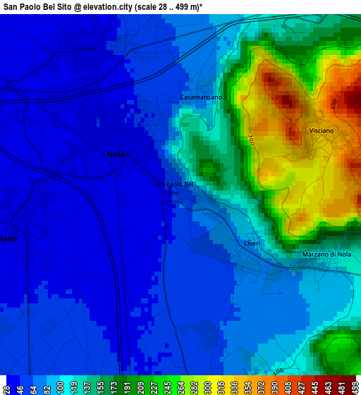 San Paolo Bel Sito elevation map