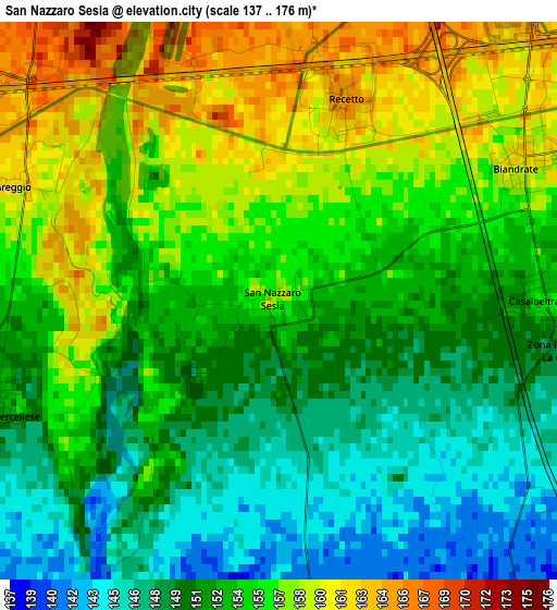 San Nazzaro Sesia elevation map