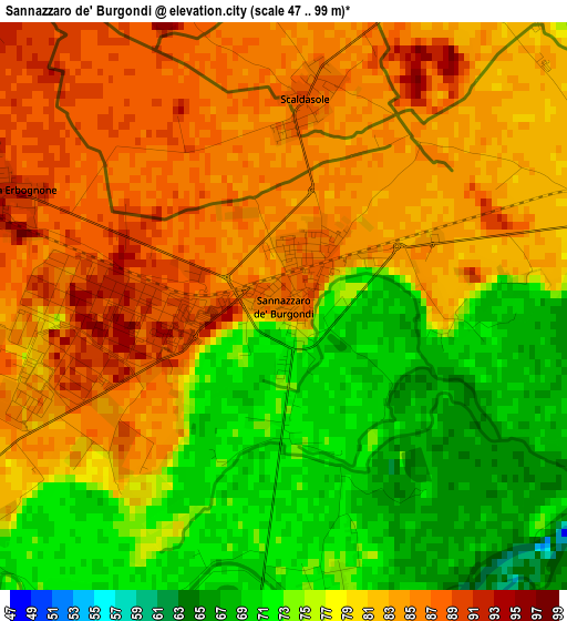 Sannazzaro de' Burgondi elevation map