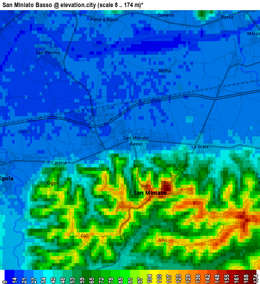 San Miniato Basso elevation map