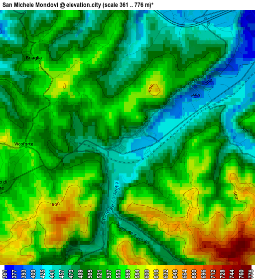 San Michele Mondovì elevation map