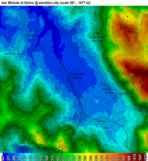 San Michele di Serino elevation map