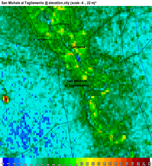 San Michele al Tagliamento elevation map