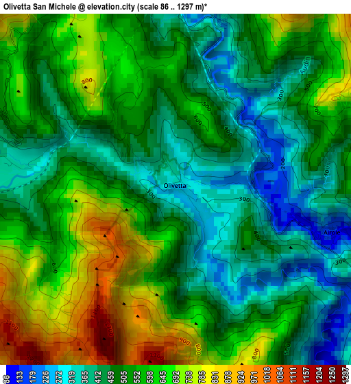 Olivetta San Michele elevation map