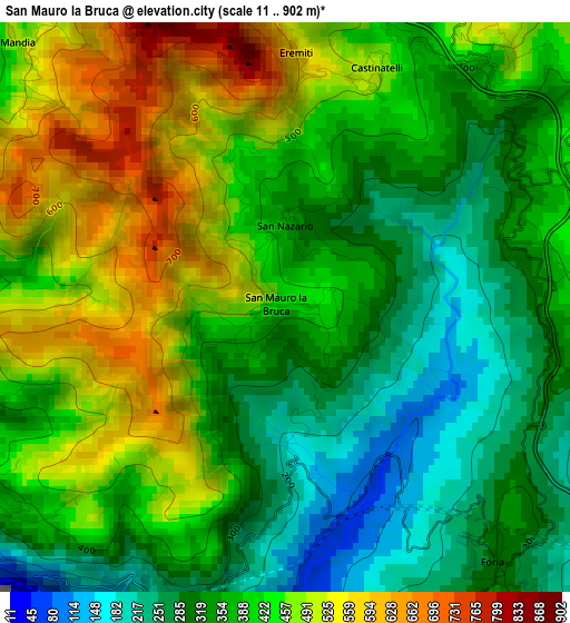 San Mauro la Bruca elevation map