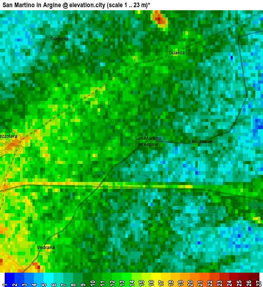 San Martino in Argine elevation map
