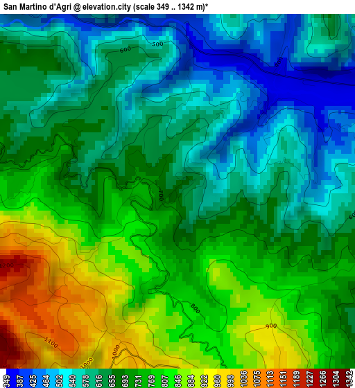 San Martino d'Agri elevation map