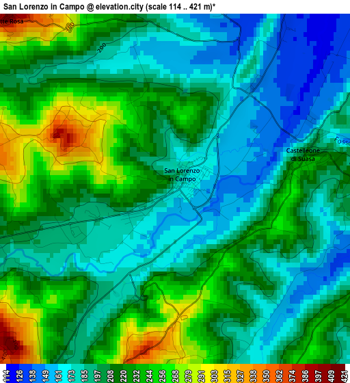 San Lorenzo in Campo elevation map