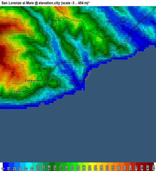 San Lorenzo al Mare elevation map