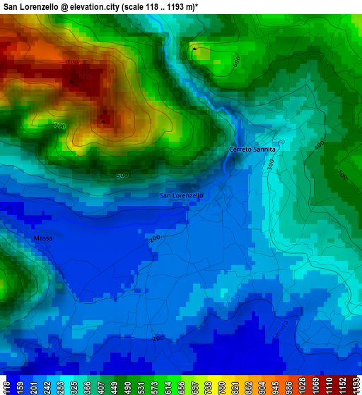 San Lorenzello elevation map