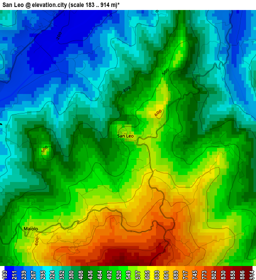 San Leo elevation map