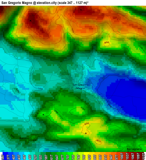 San Gregorio Magno elevation map