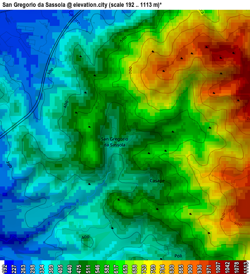 San Gregorio da Sassola elevation map