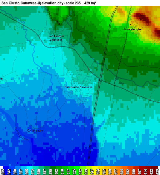 San Giusto Canavese elevation map