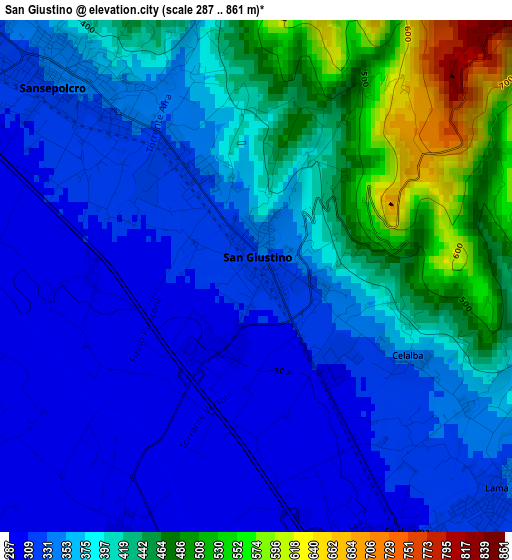 San Giustino elevation map