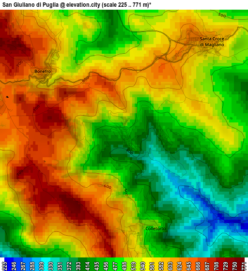 San Giuliano di Puglia elevation map