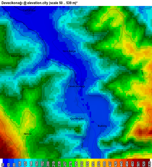 Devecikonağı elevation map