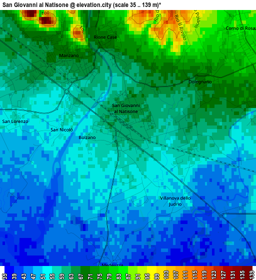 San Giovanni al Natisone elevation map