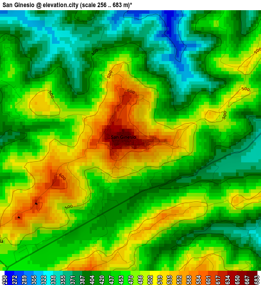 San Ginesio elevation map