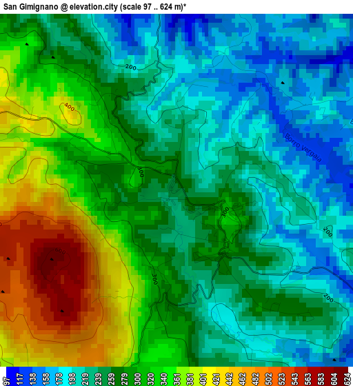 San Gimignano elevation map