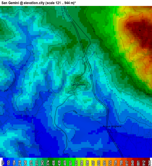 San Gemini elevation map